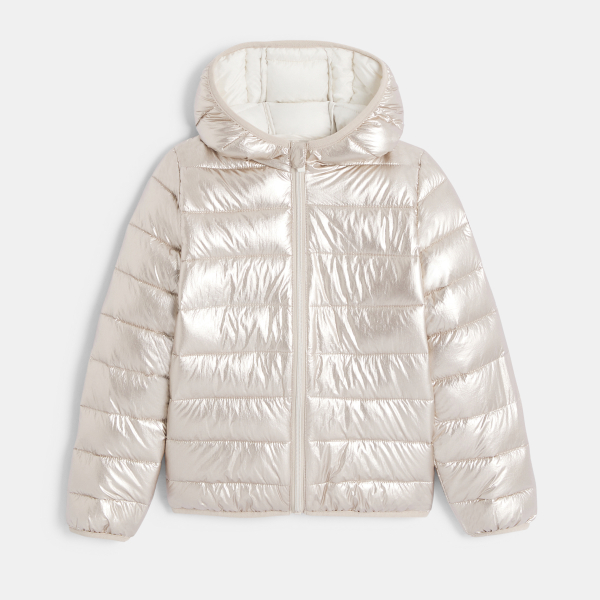 سُترة منفوخة ومبطنة، مع غطاء للرأس، باللون القزحي للفتيات